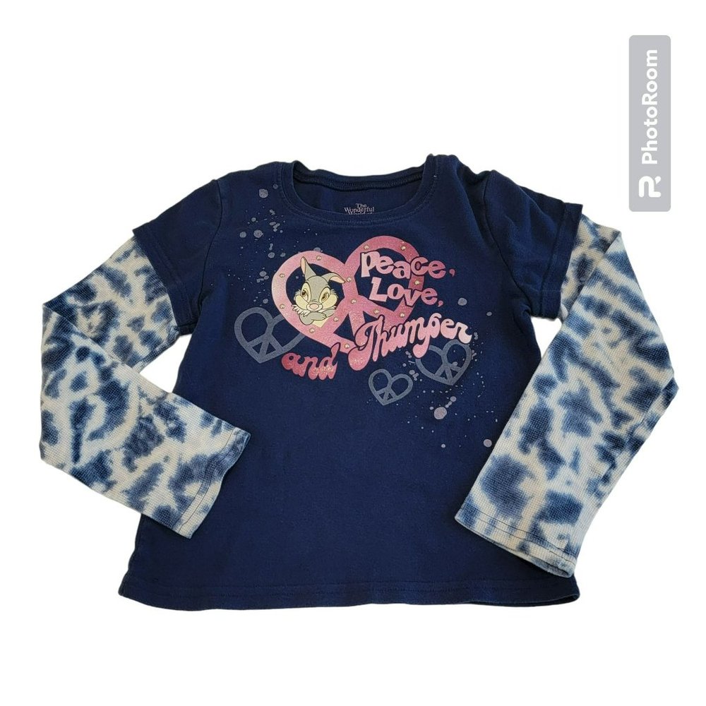 Wonderful World of Disney Girls L (10/12) "Peace, Love & Thumper" Tee Shirt